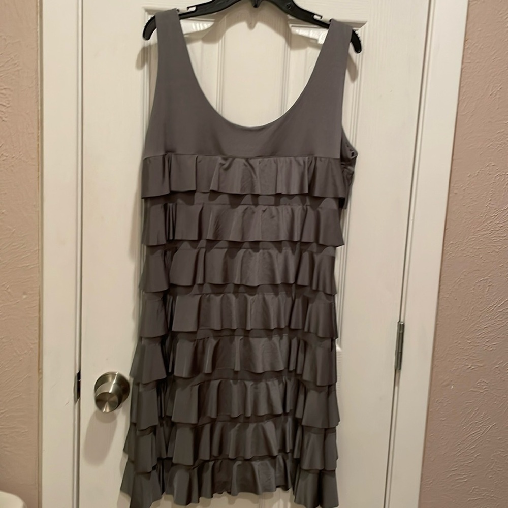 Metallic Silver Ruffle Dress